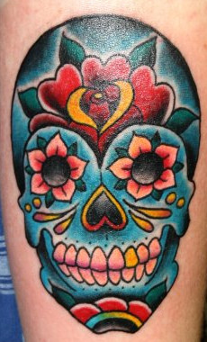 Mexican-Sugar-Skull-Tattoo-On-Arm-1-min